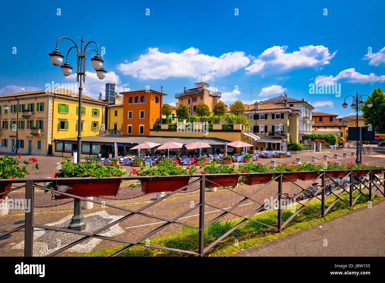 Peschiera del Garda colorful architecture view, Lago di Garda, Veneto region of Italy Stock Photo