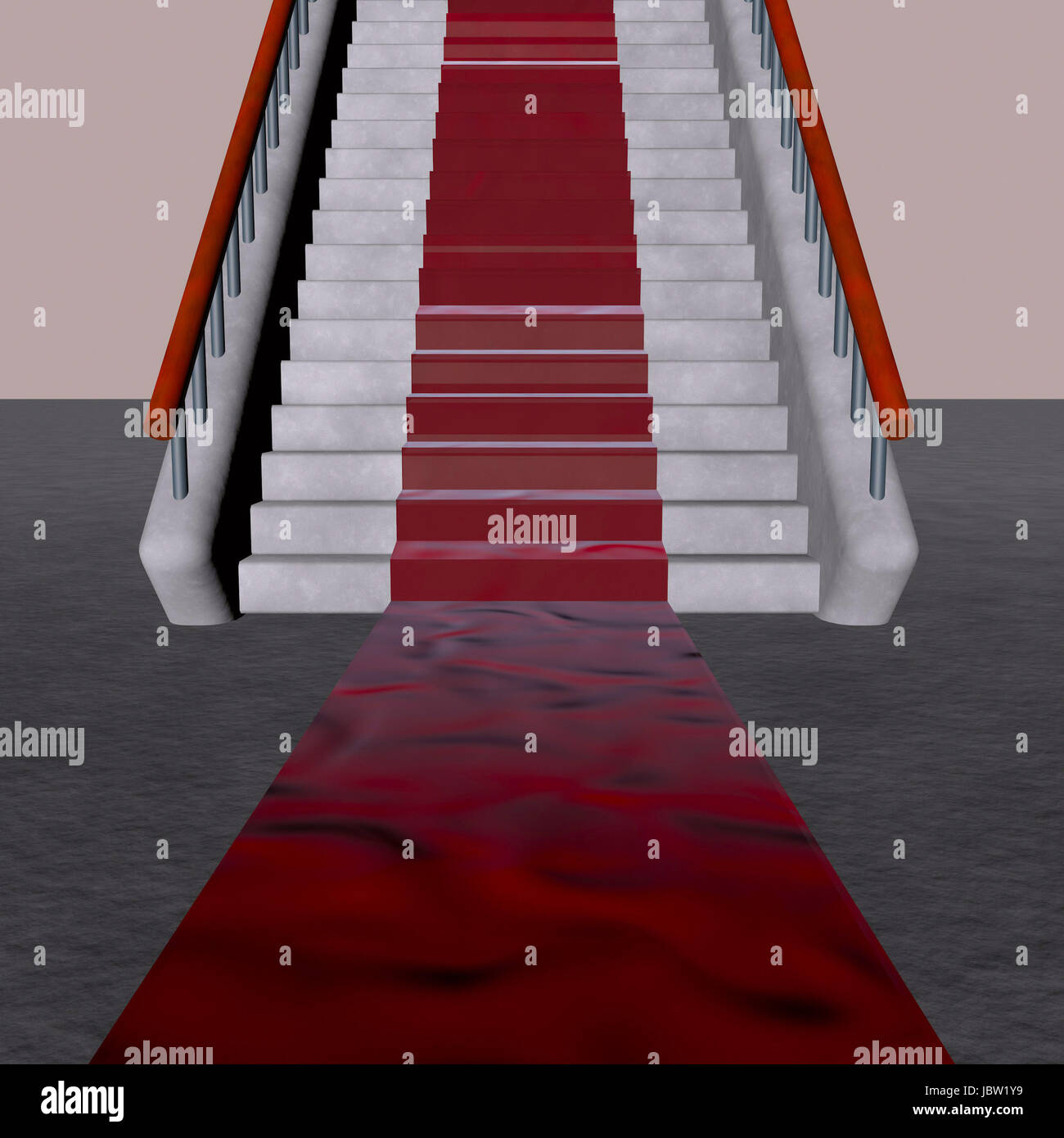 A ladder with red carpet, 3d render Stock Photo Alamy