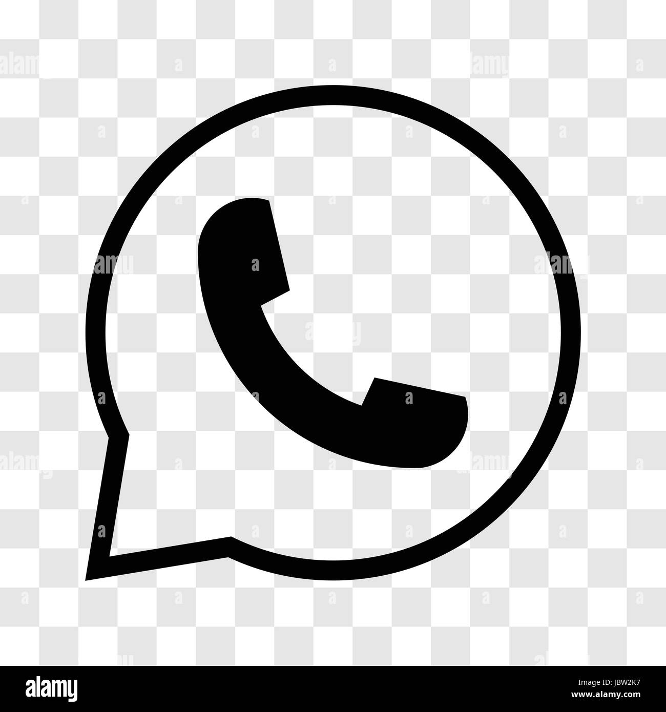 Phone rounded icon. iconic symbol inside a speech bubble, on transparency grid.  Vector Iconic Design. Stock Vector