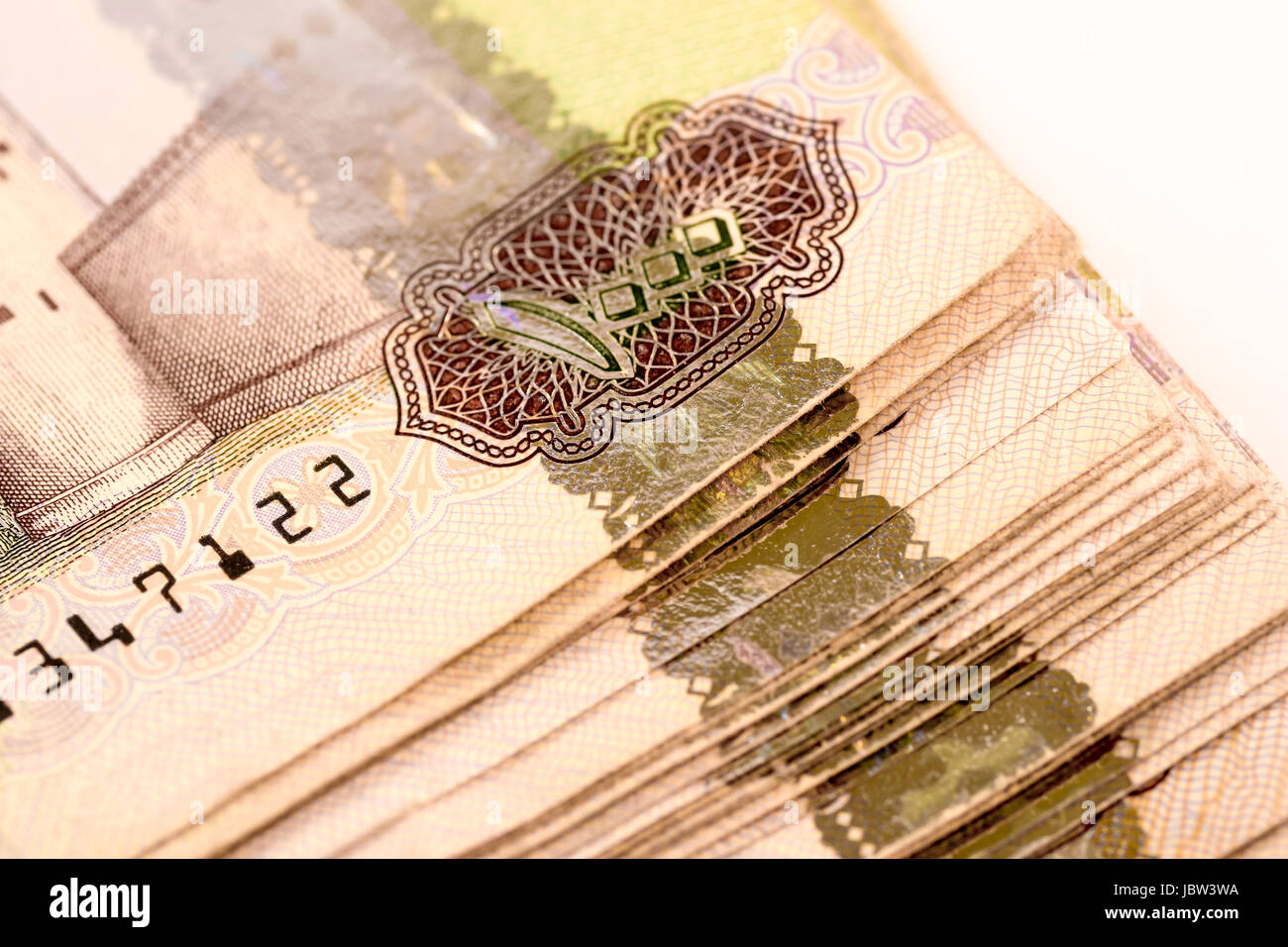 Close up Dirhams currency note and coins, AED, United Arab Emirates ...
