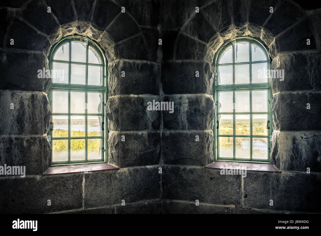 Old Castle Inside With Nature Window View Stock Photo Alamy