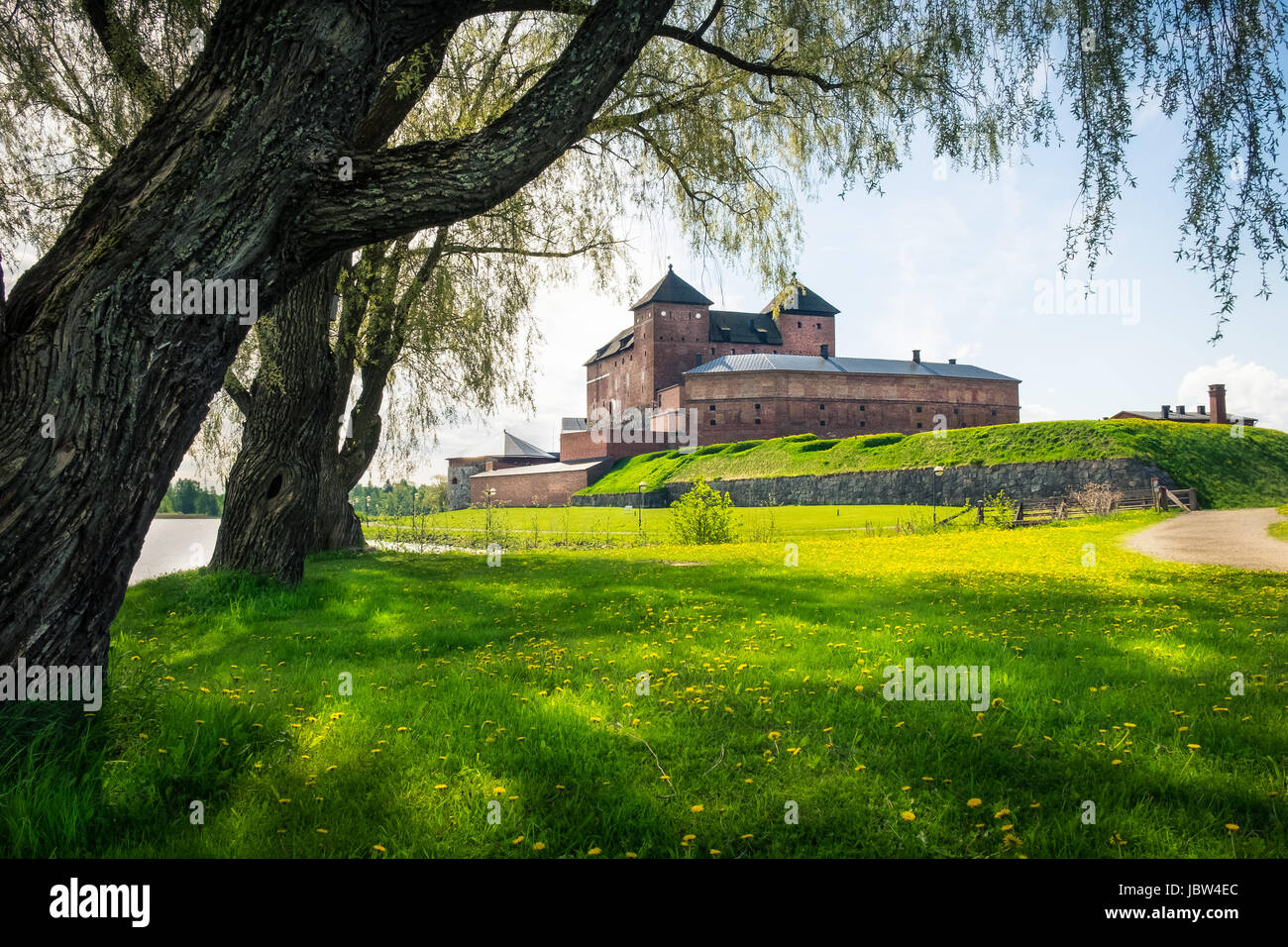 Medieval castle in the city of Hameenlinna, Finland at spring Stock Photo