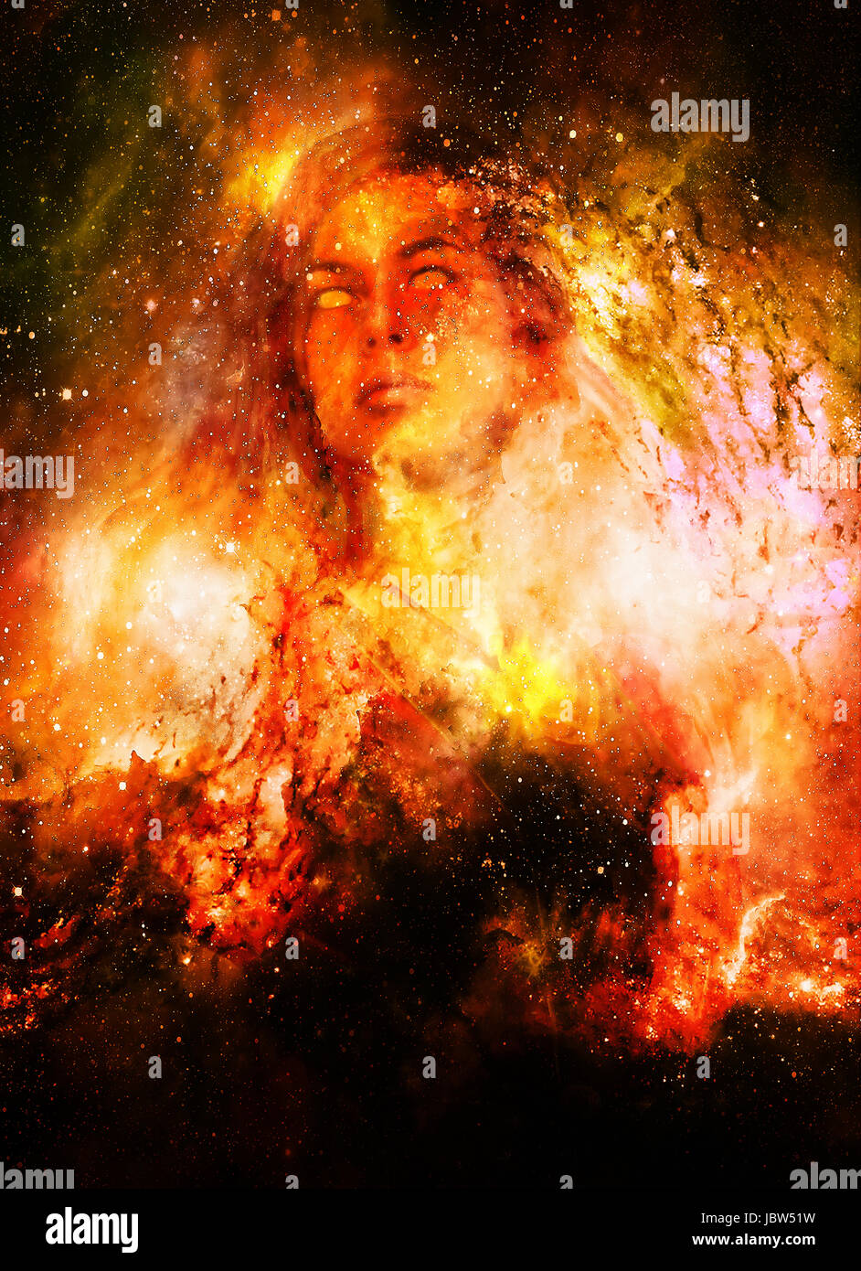 Goddess Woman in Cosmic space. Cosmic Space background Stock Photo - Alamy