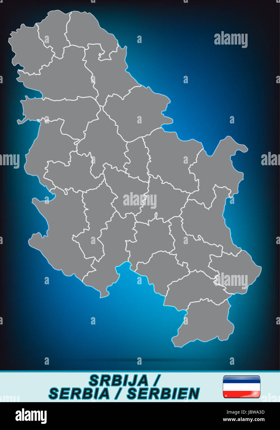 Karte von Serbien mit Grenzen in leuchtend grau Stock Photo - Alamy
