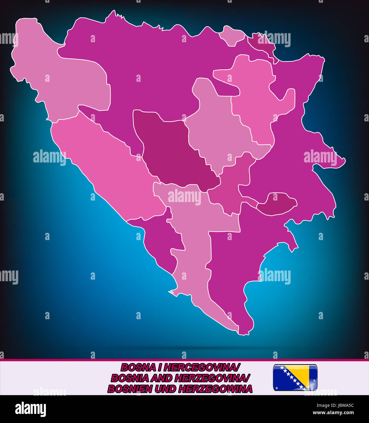 Karte von Bosnien-Herzegowina mit Grenzen in Violett Stock Photo - Alamy