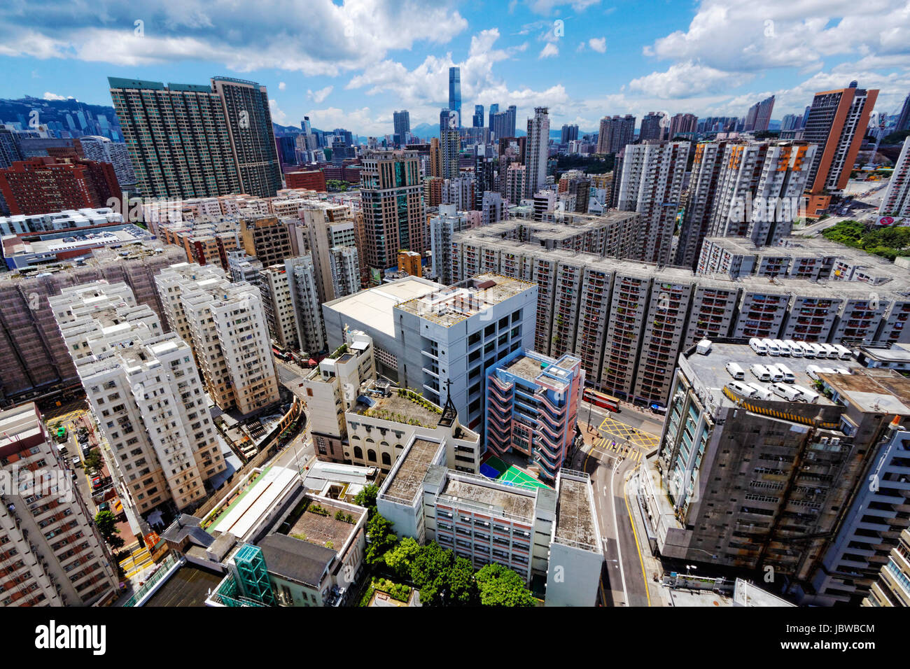 Hong Kong Downtown city sunshine day Stock Photo