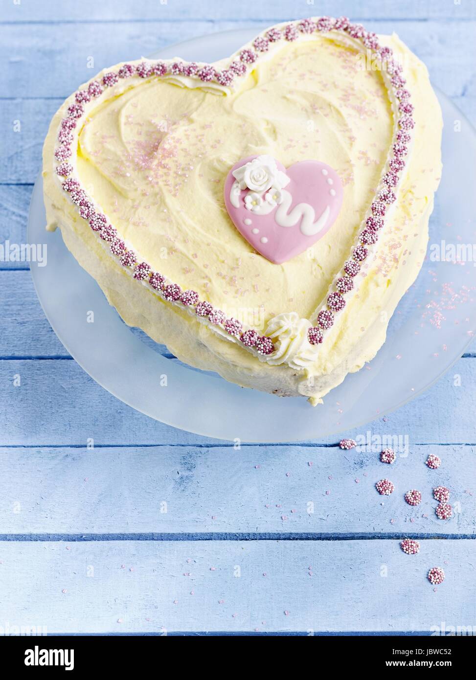 Heart shaped lemon buttermilk cake Stock Photo