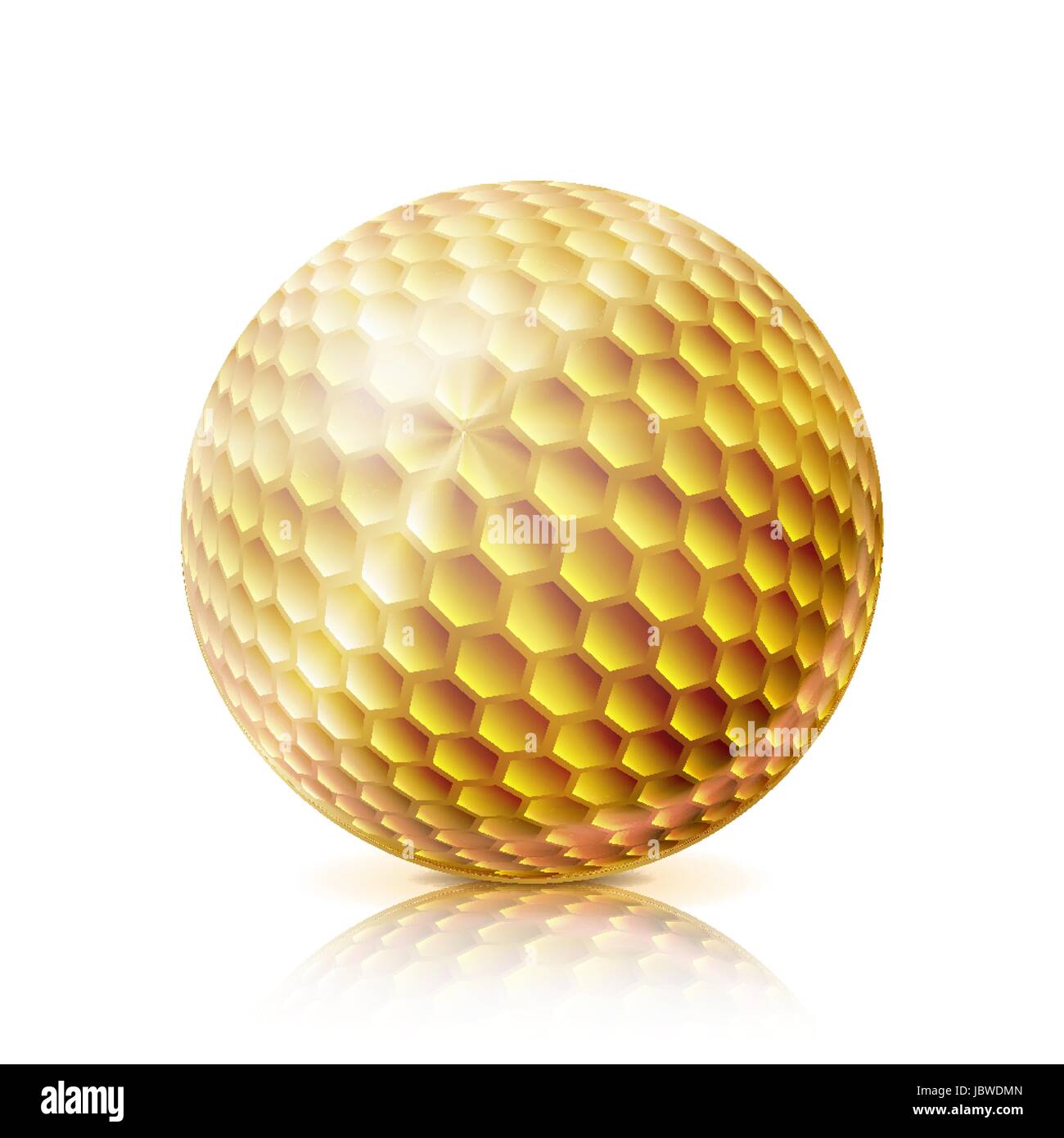Realistic Golf Ball Isolated On White Background. Traditional Classic Golf Ball Design. Three
