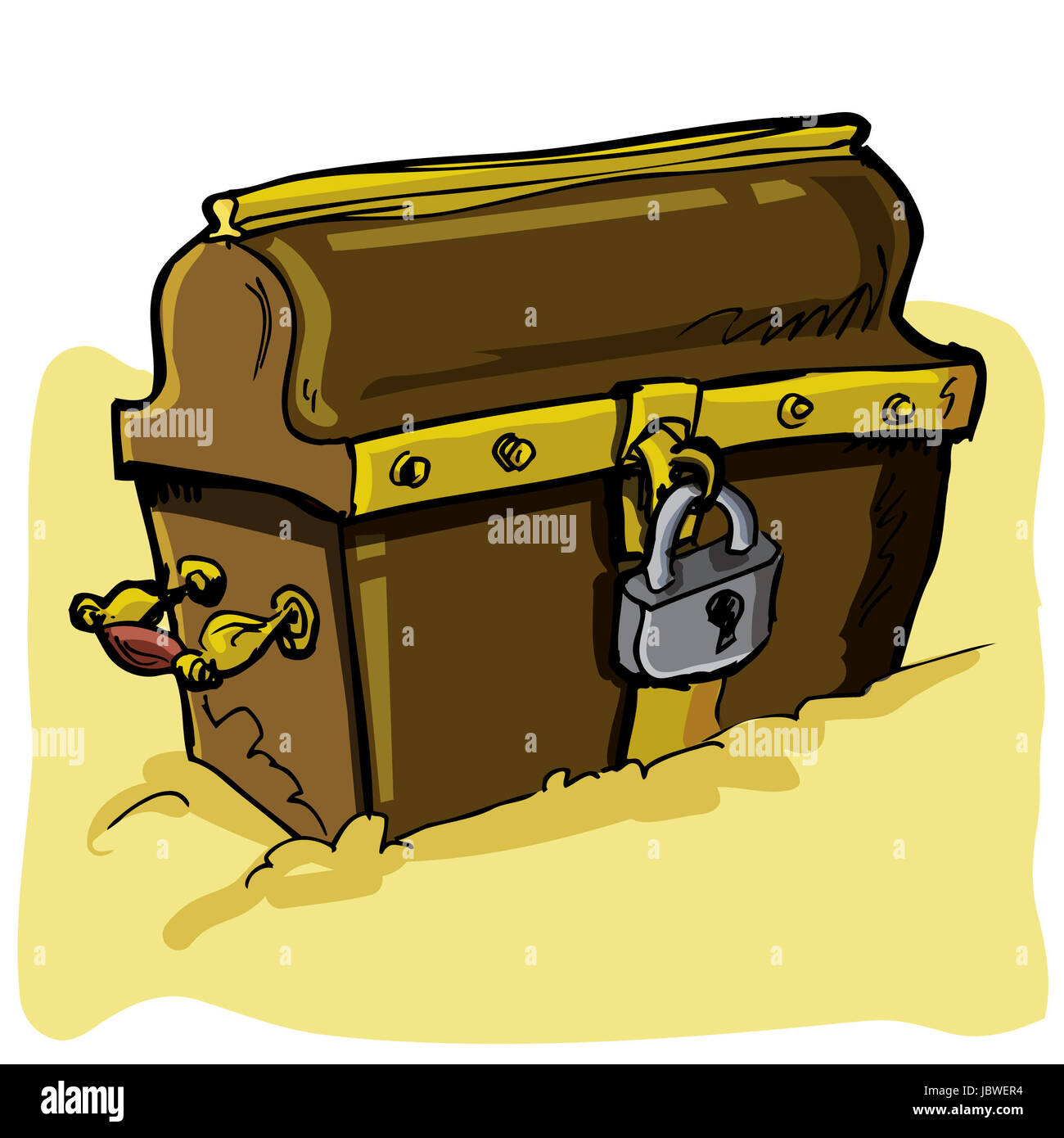 Cartoon illustration of a pirate chest isolated on white Stock Photo ...