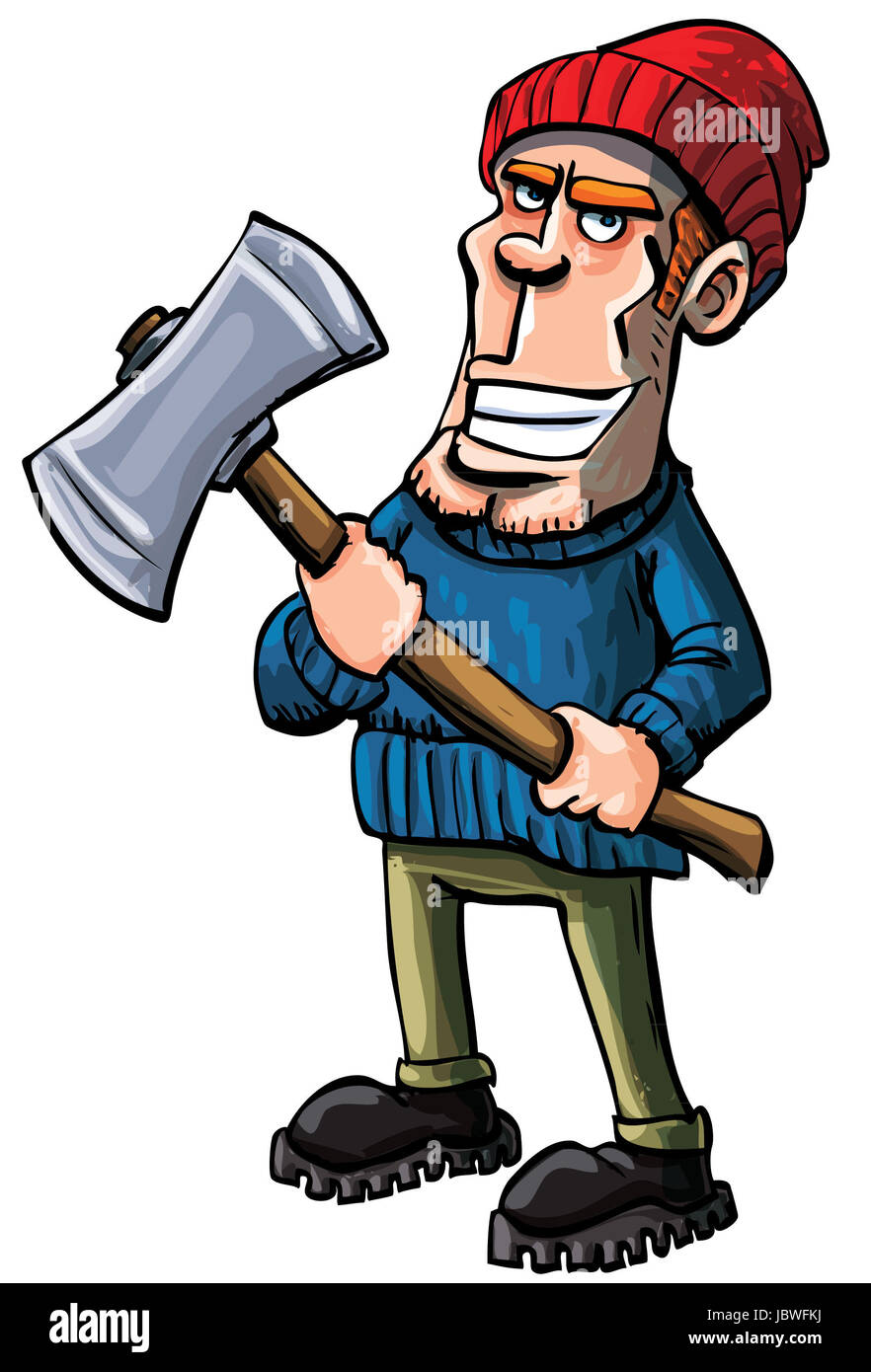 Cartoon lumberjack holding axe vector hi-res stock photography and images -  Alamy