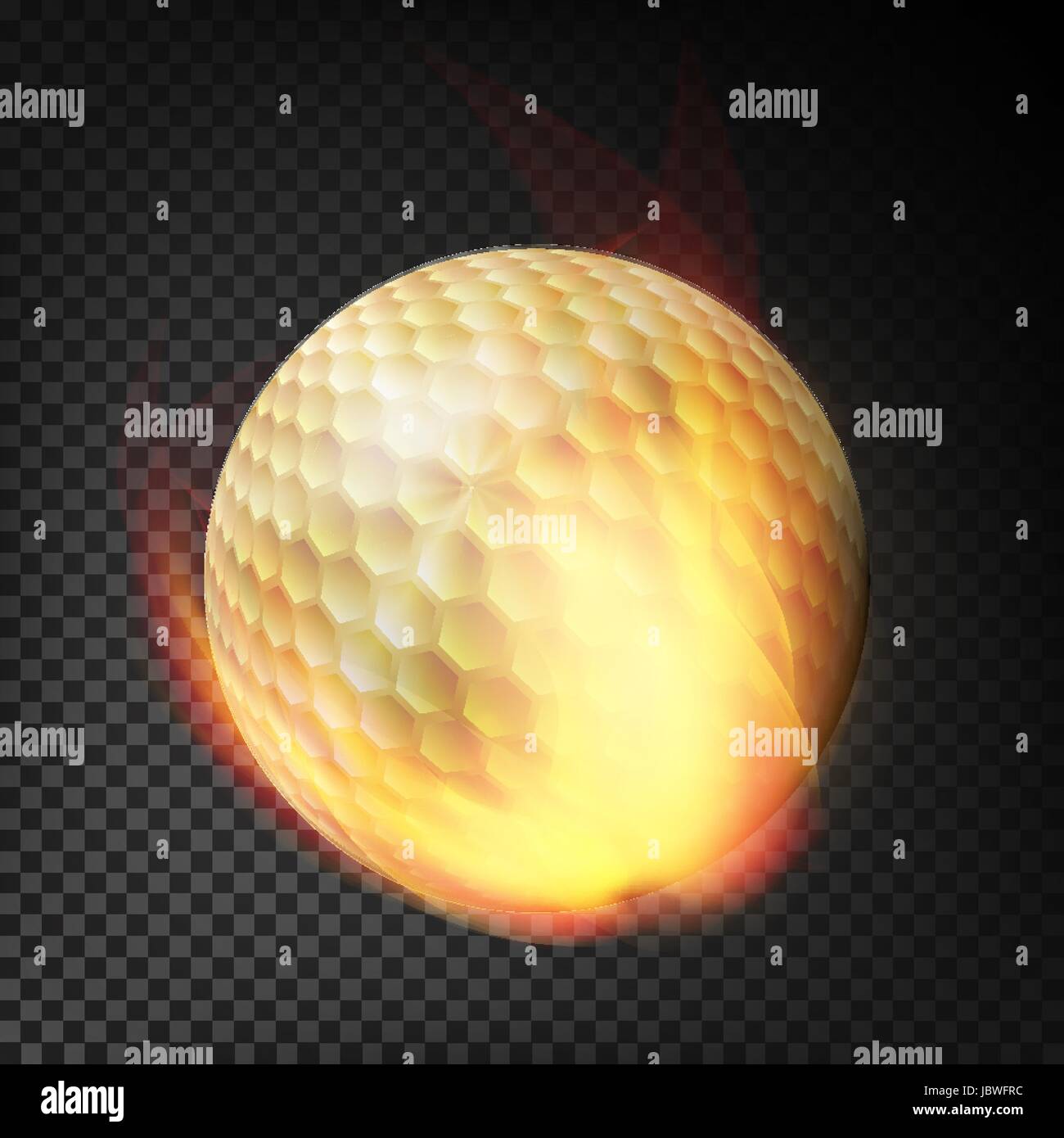 Golf Ball On Fire. Burning Style. Illustration Isolated Stock Vector