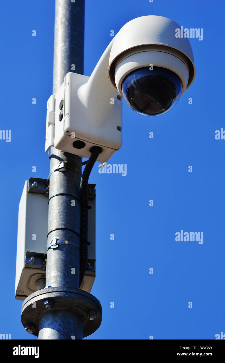 Hy Tech Camera Hi-tech dome type camera over blue sky Stock Photo - Alamy