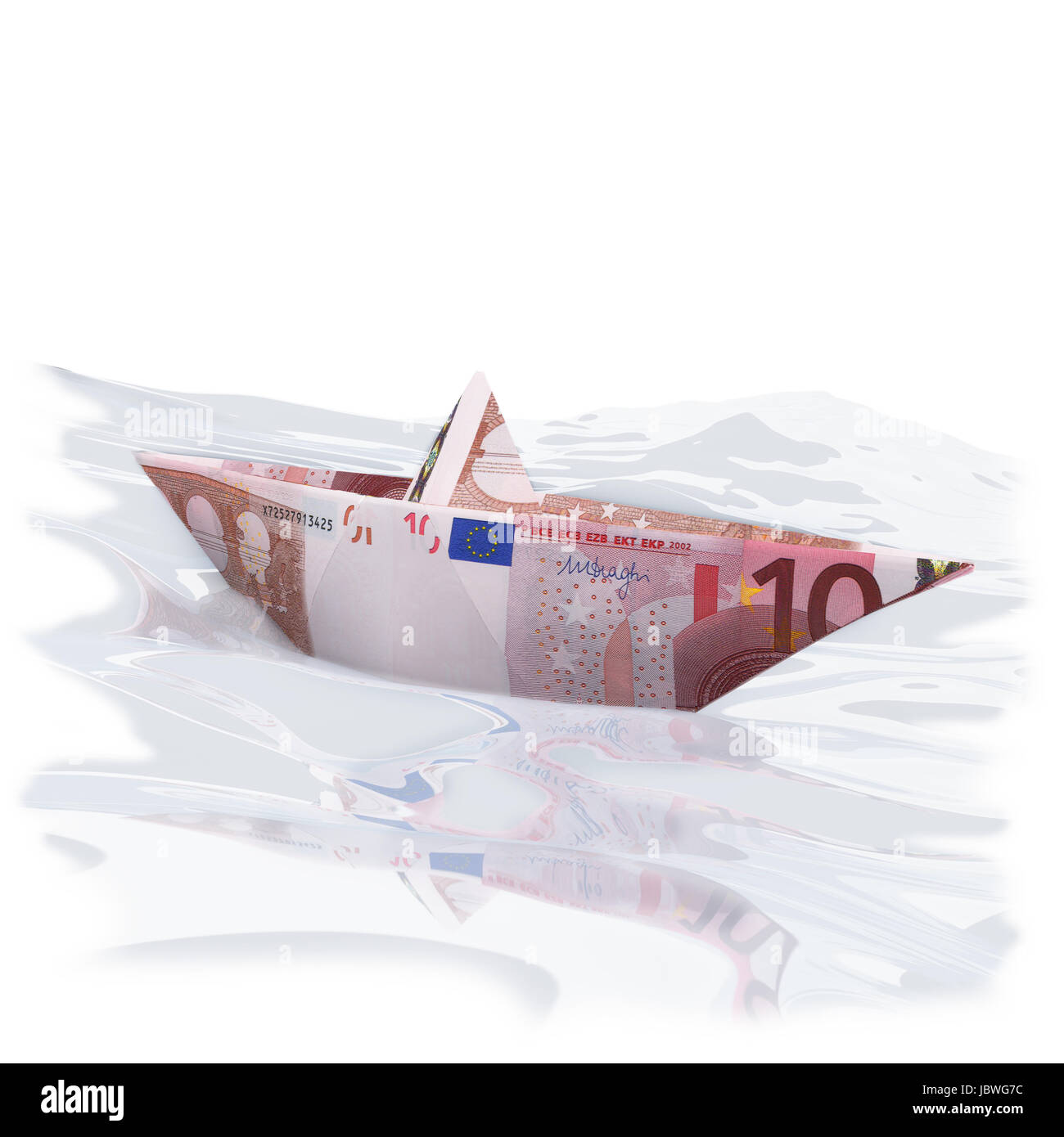 paper boat with 10 euro Stock Photo