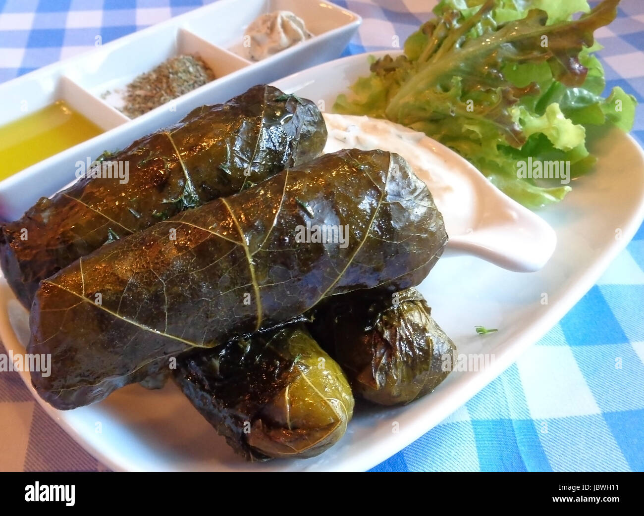 Dolmades, Grape Leaves Stuffed with Rice and Herbs, Traditional Greek