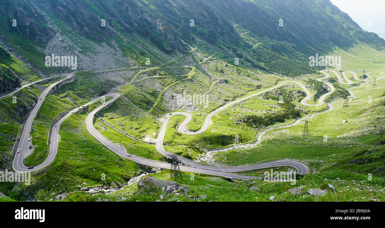 winding Transfagarasan mountain road, Romania Stock Photo