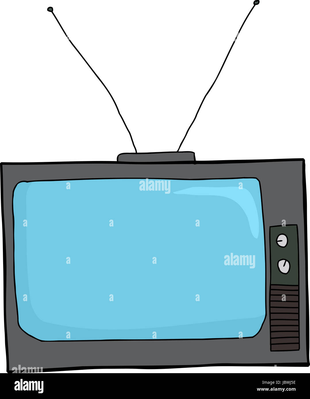Isolated single retro television with antenna cartoon Stock Photo Alamy