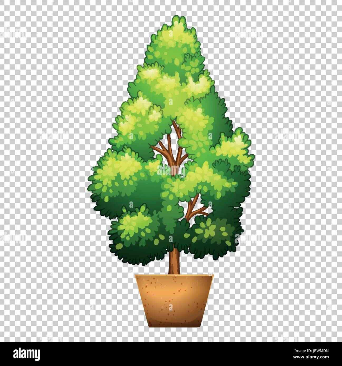 Green tree in clay pot illustration Stock Vector