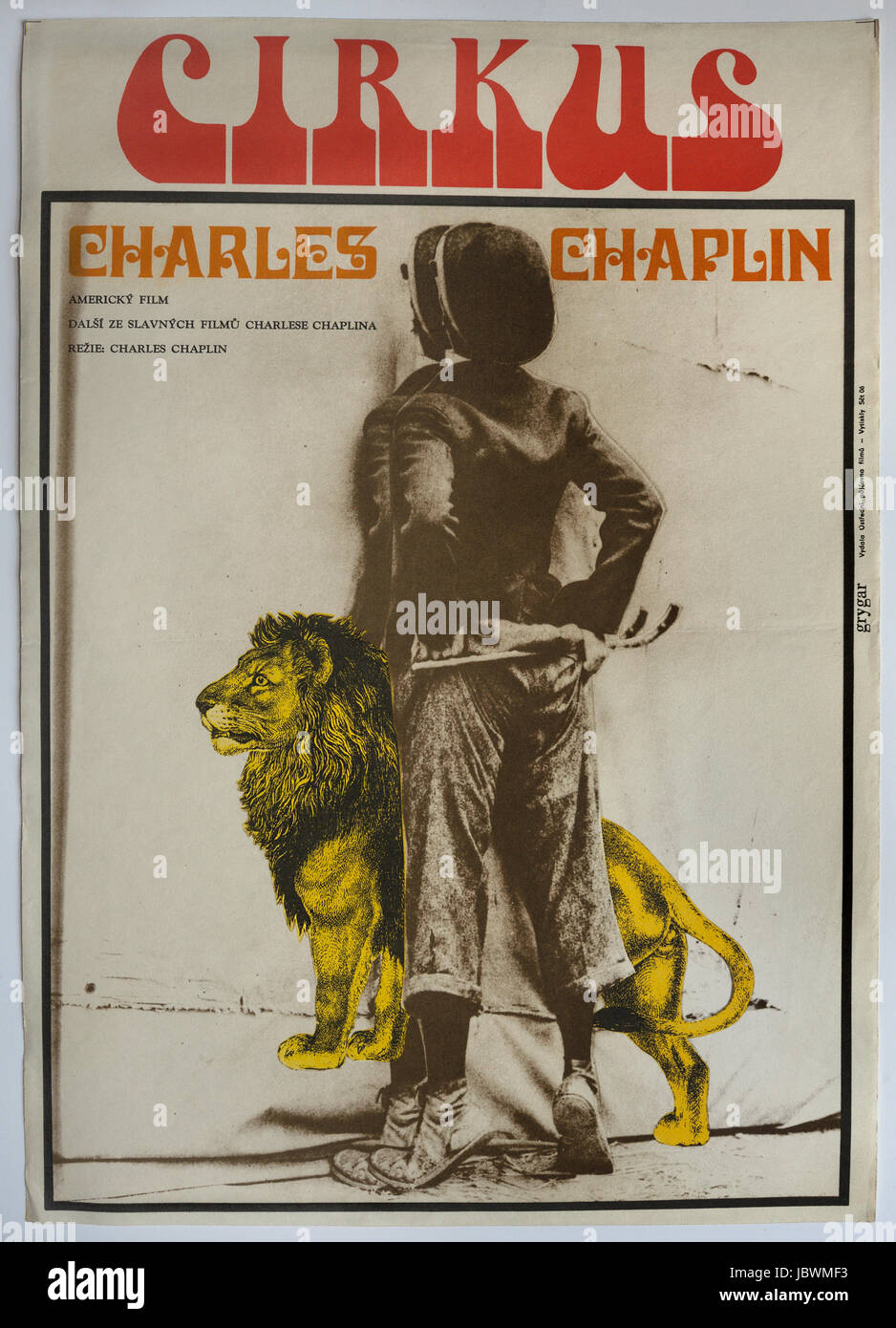 The Circus. Charlie Chaplin. Original Czechoslovak movie poster, 1976. Stock Photo