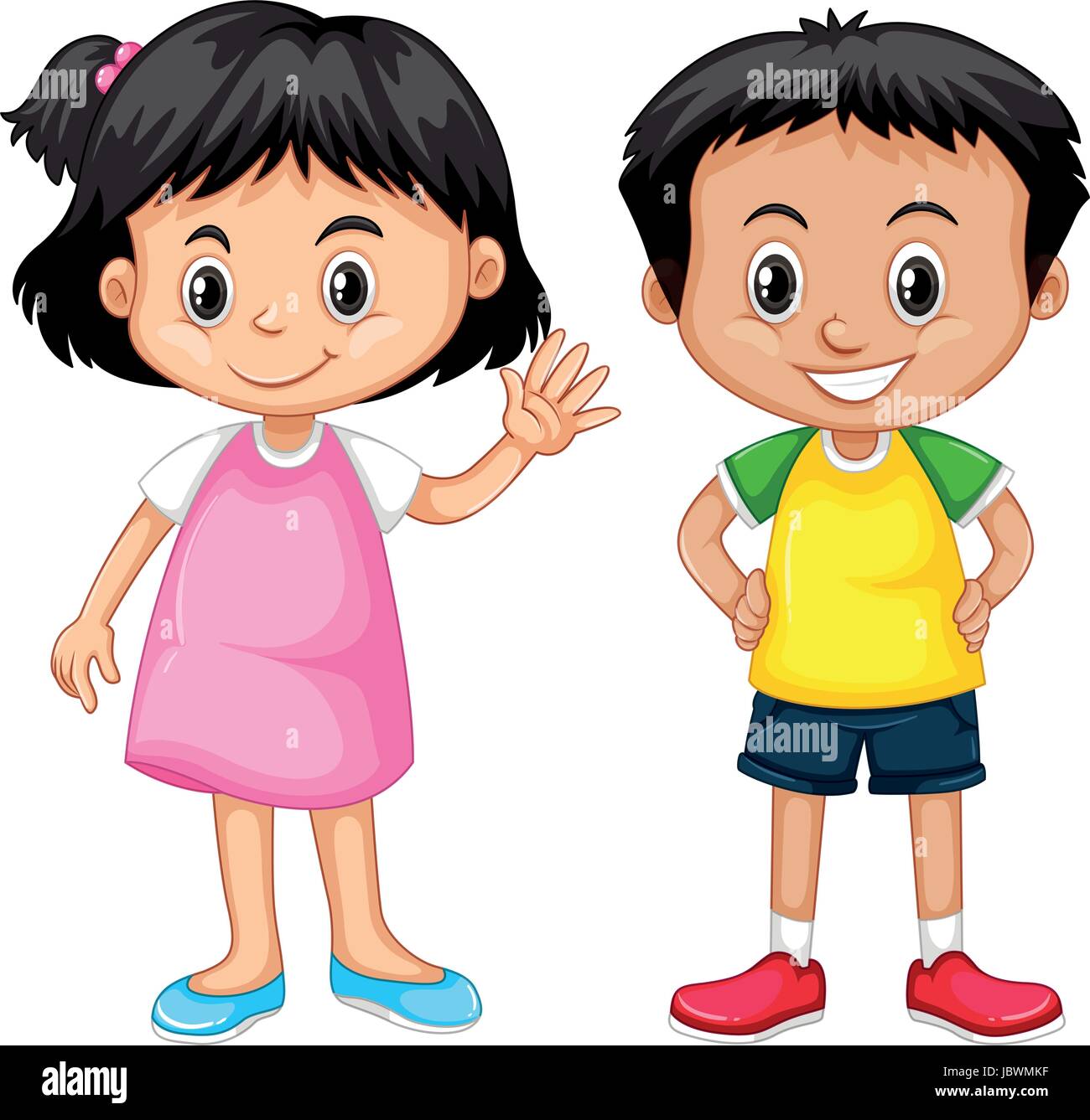 Cute boy and girl with happy face illustration Stock Vector Image & Art ...