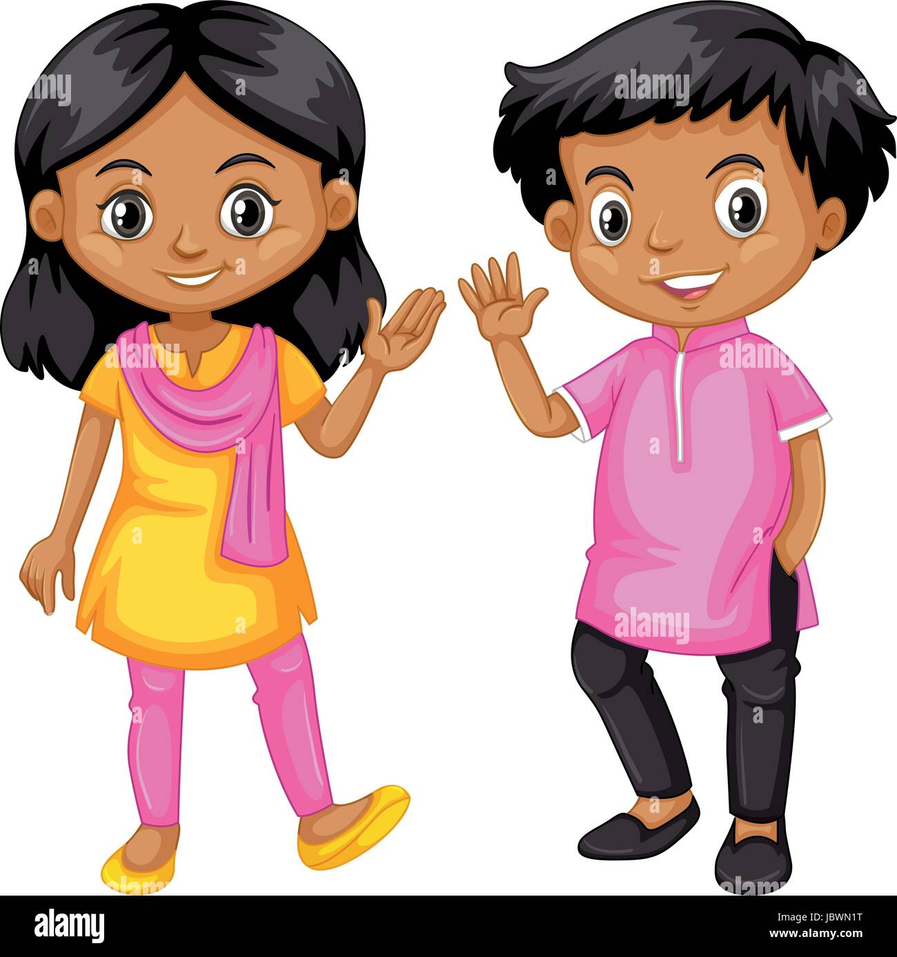 Girl And Boy From India Illustration Stock Vector Image Art Alamy