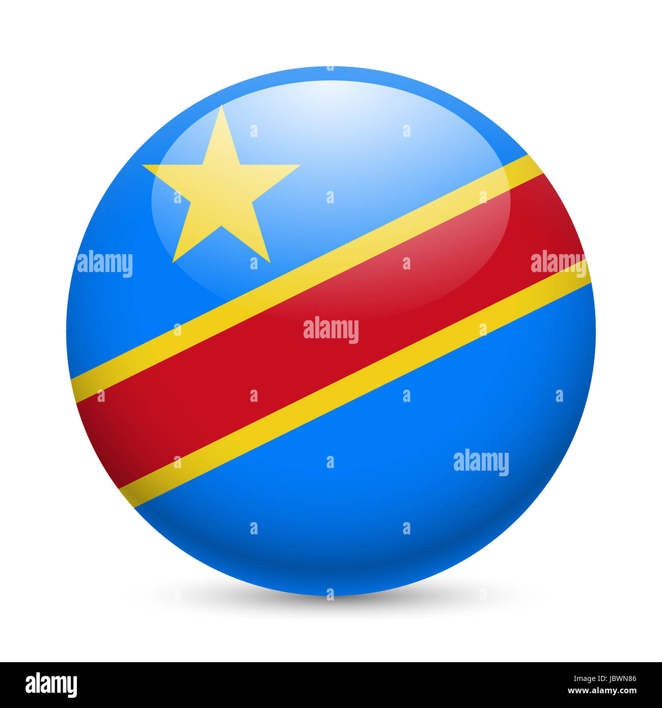 Flag of Democratic Republic of the Congo as round glossy icon. Button ...