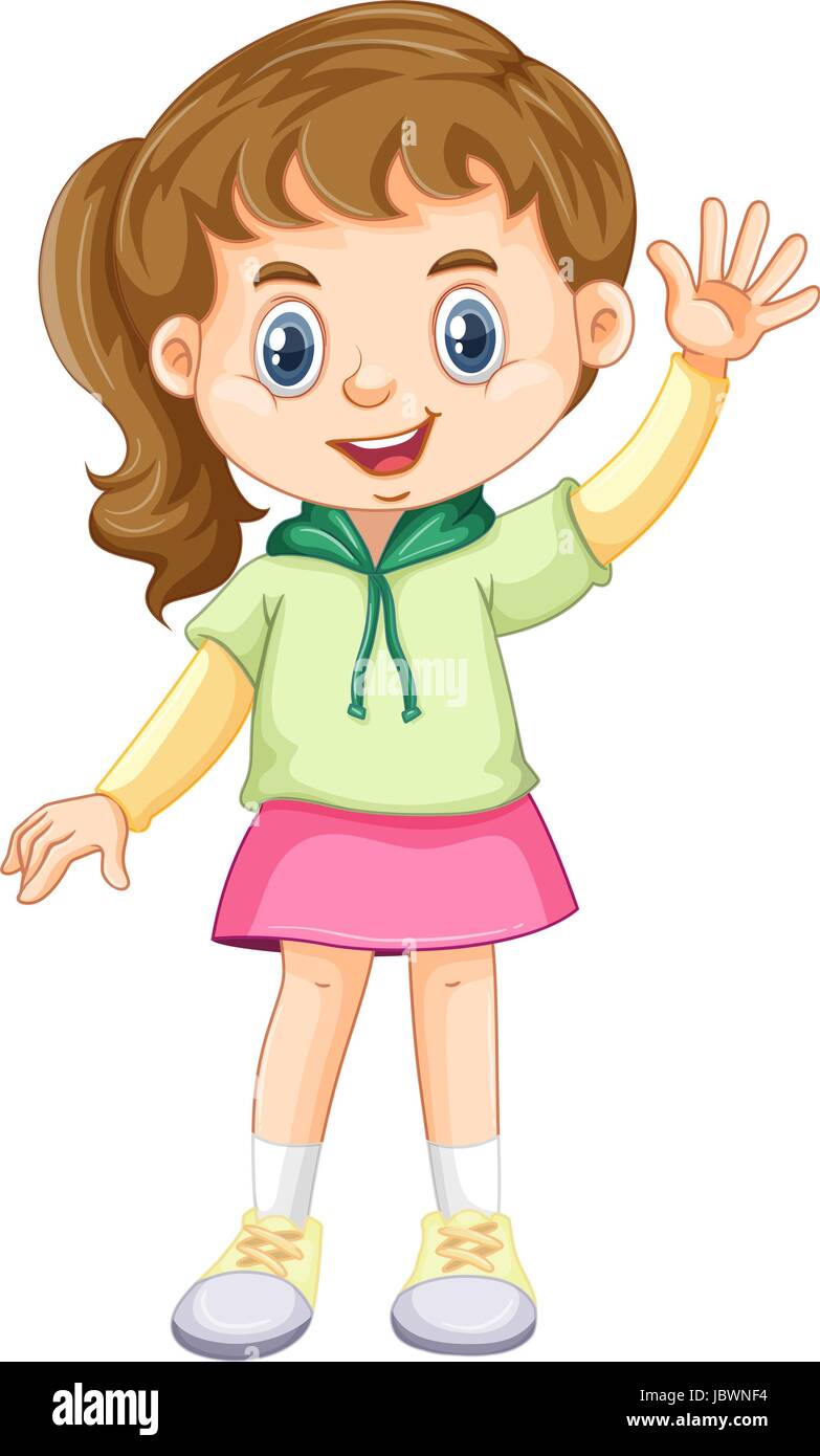 Little girl waving hand illustration Stock Vector Image & Art - Alamy