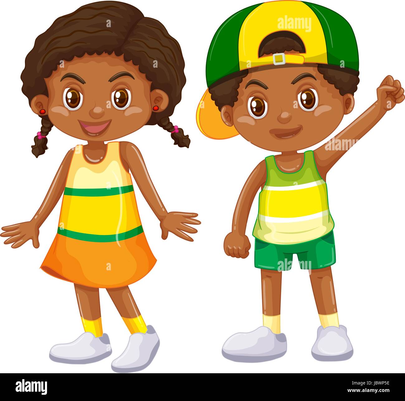 African American Boy And Girl Illustration Stock Vector Image Art Alamy