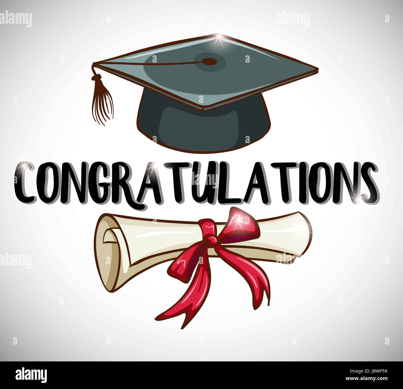 Congratulations card template with cap and degree illustration Stock ...