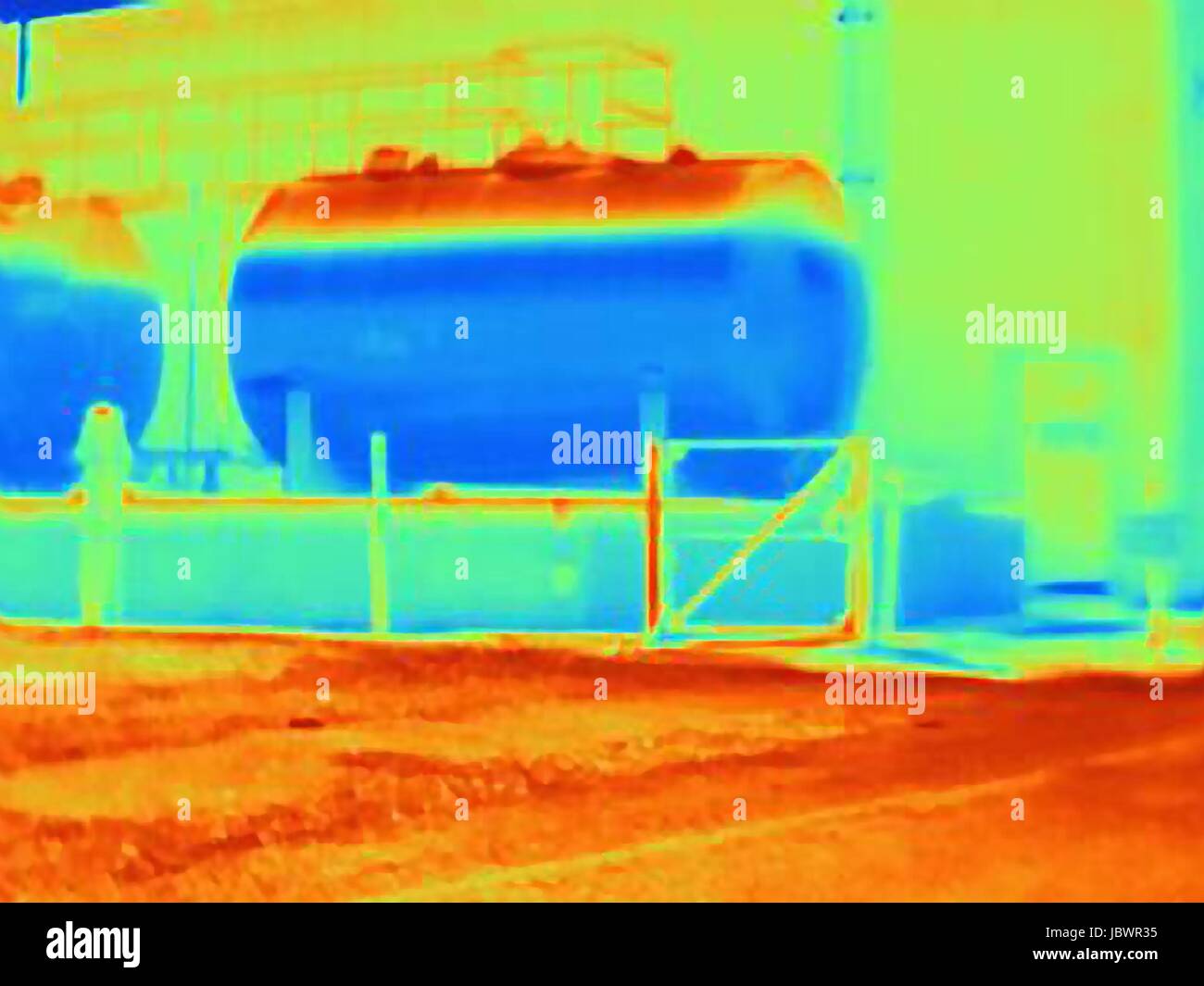 Thermal image of fuel storage tank Stock Photo Alamy