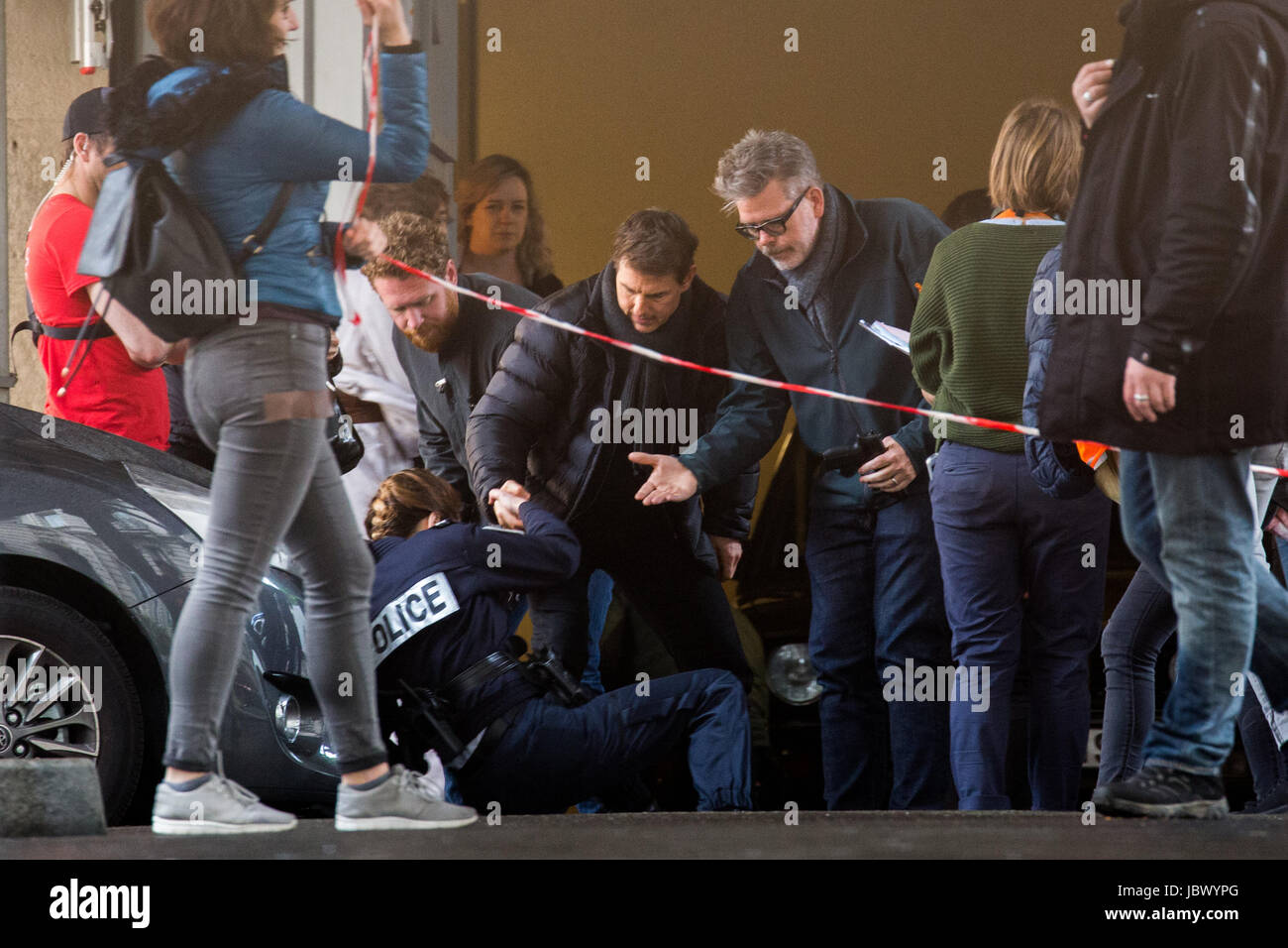 The cast of ’Mission: Impossible 6' filming a shoot out scene in Paris, France  Featuring: Tom Cruise Where: Paris, France When: 12 May 2017 Credit: WENN.com  **Only available for publication in UK** Stock Photo