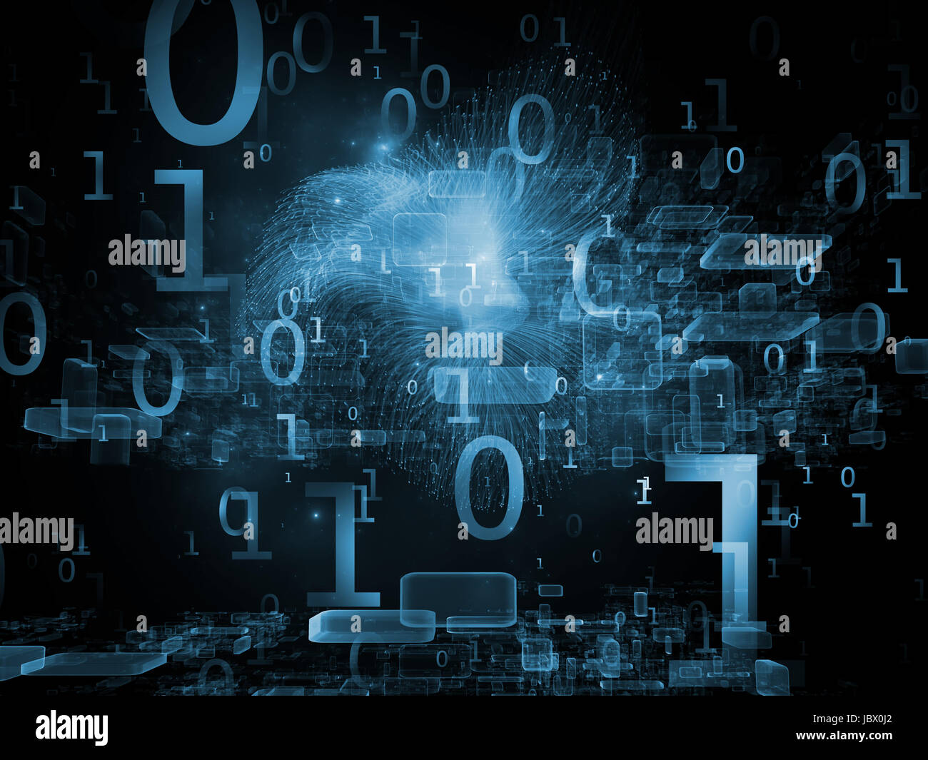 Number in Space series. Design composed of numbers, fractal textures and lights as a metaphor on