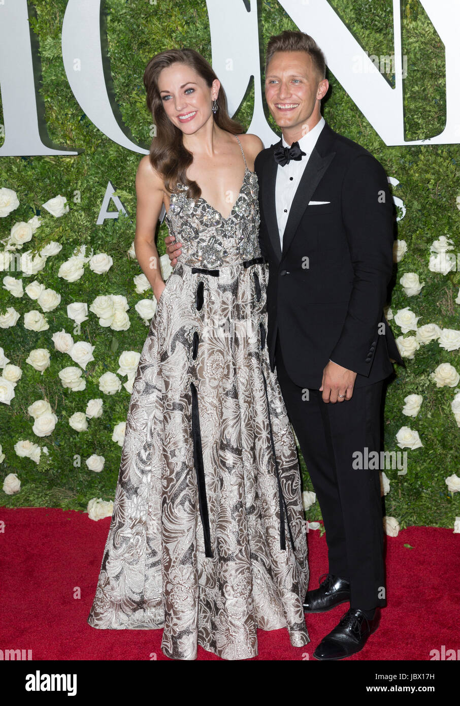 New York, USA. 11th Jun, 2017. Laura Osnes in Badgley Mischka and