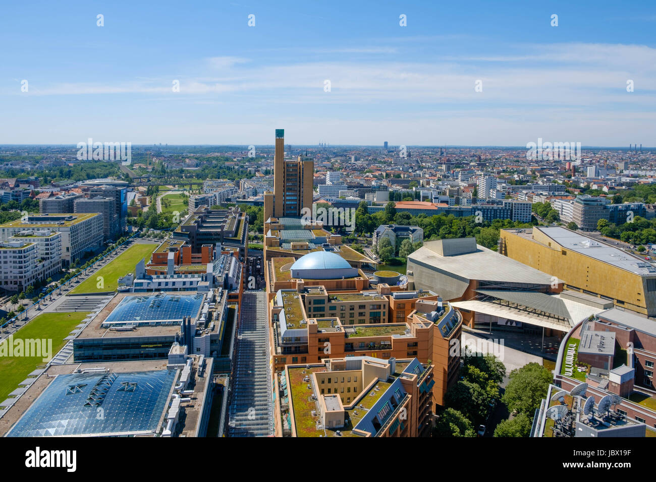 Skyline of Berlin, Germany - city center / cityscape aerial Stock Photo ...
