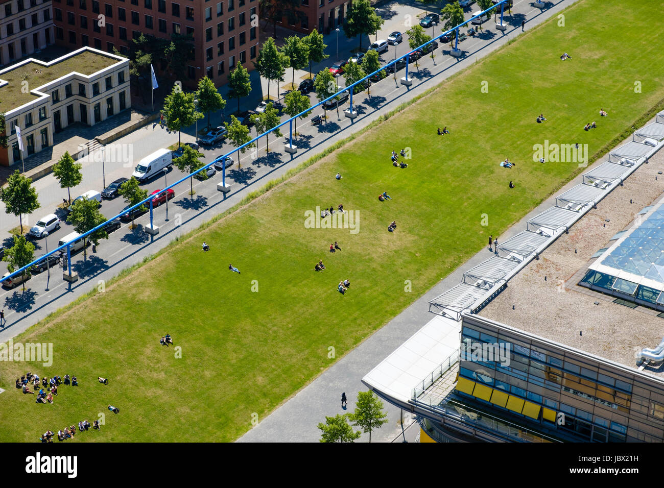 City aerial, public park in downtown Berlin Stock Photo