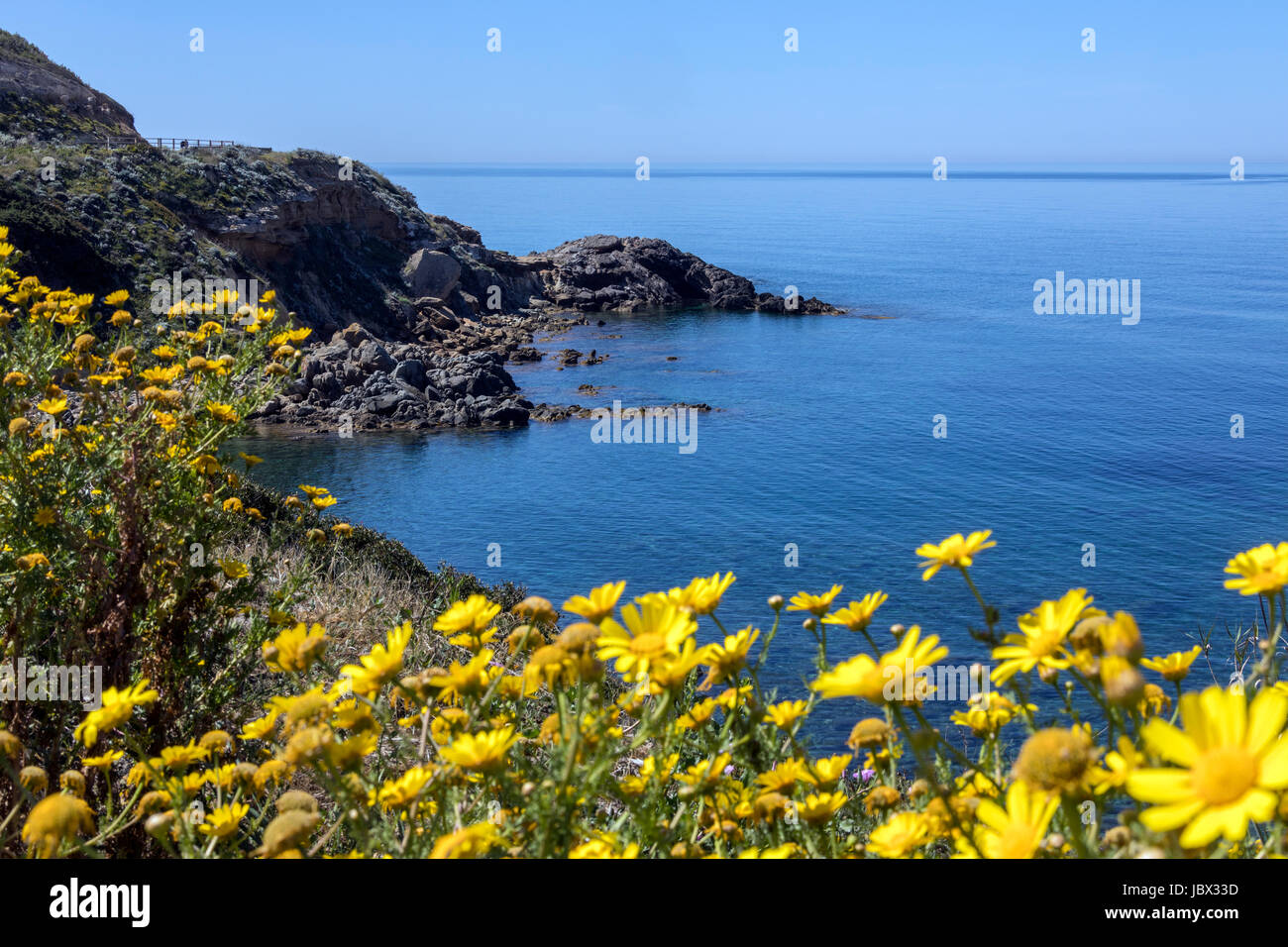 Scenic view on the northwest coast of the island of Sardinia, Italy. Stock Photo
