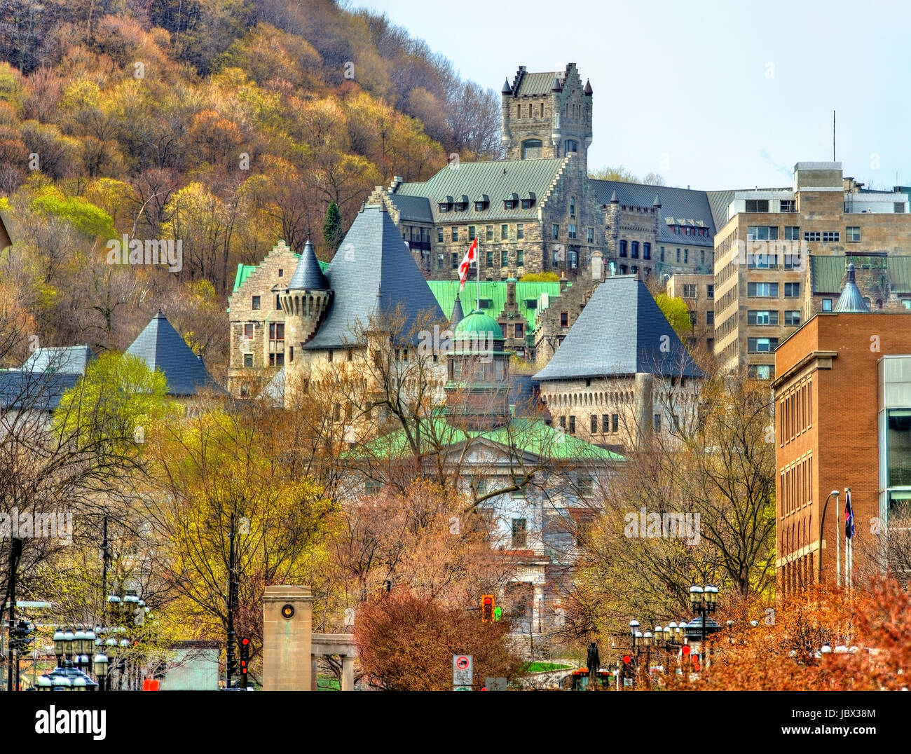 McGill University, McTavish reservoir and Royal Victoria Hospital in Montreal - Canada Stock Photo