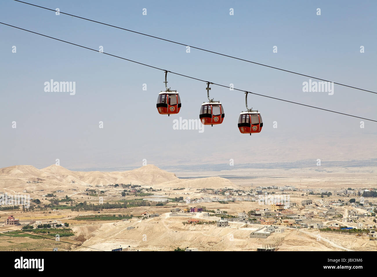 Jericho, Palestine, June 18, 2013 the cable way is going from the town