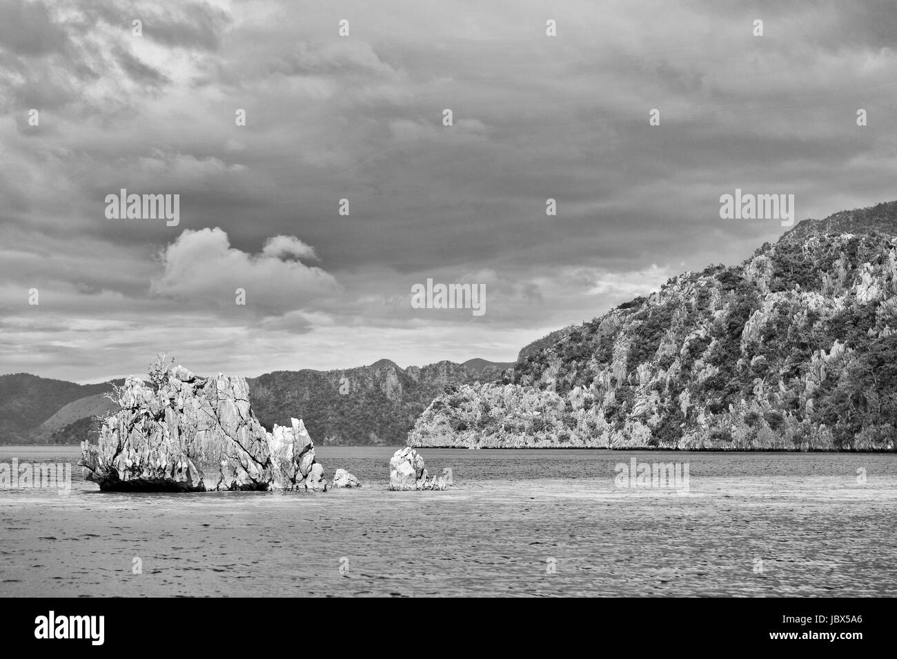 in philippines view from a cliff of the beautiful paradise bay and tropical lagoon Stock Photo