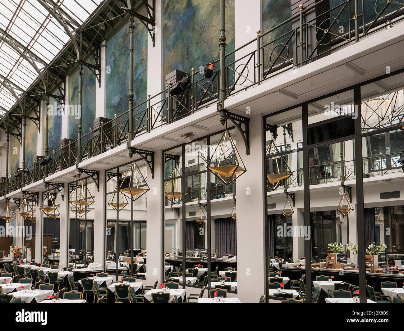 Wintergarten in Hotel NH Collection Amsterdam Grand Hotel Krasnapolsky, Dam 9, Amsterdam, Province North Holland, Netherlands Stock Photo