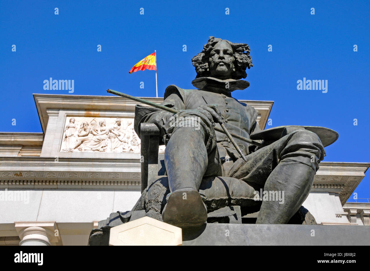 Madrid, Spain. Prado Museum (western entrance). Statue of Velázquez (1899: Aniceto Marinas) Stock Photo