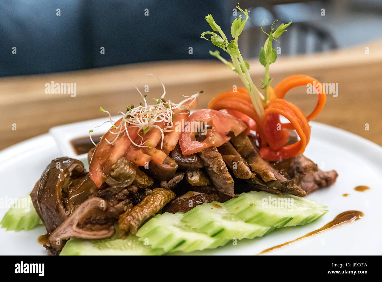 Loba deep Fried cinnamon pork and chitterlings, Southern Thai recipe Stock Photo