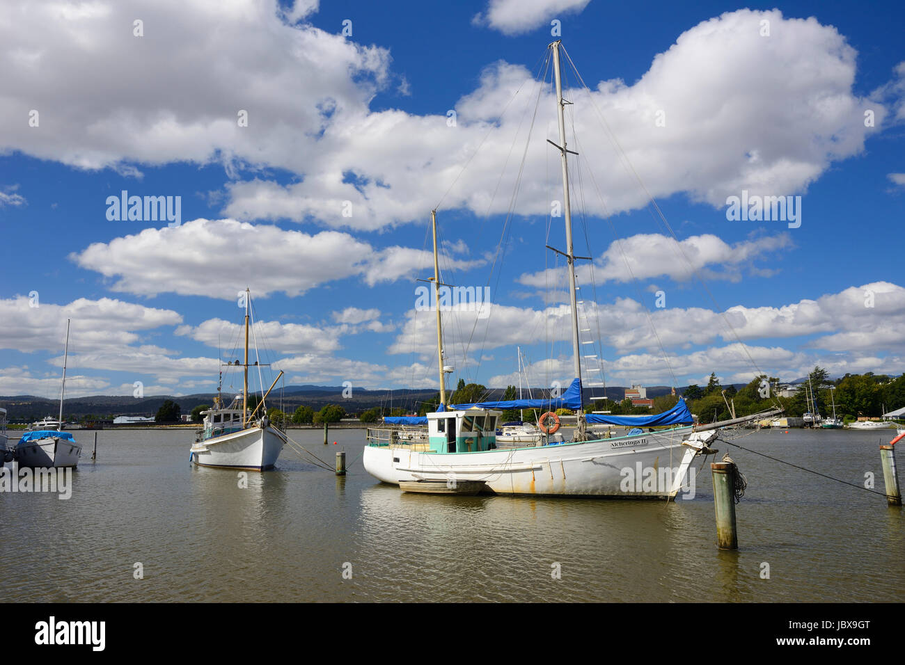 Fishing boats on River Tamar at Launceston in Tasmania, Australia Stock Photo Alamy