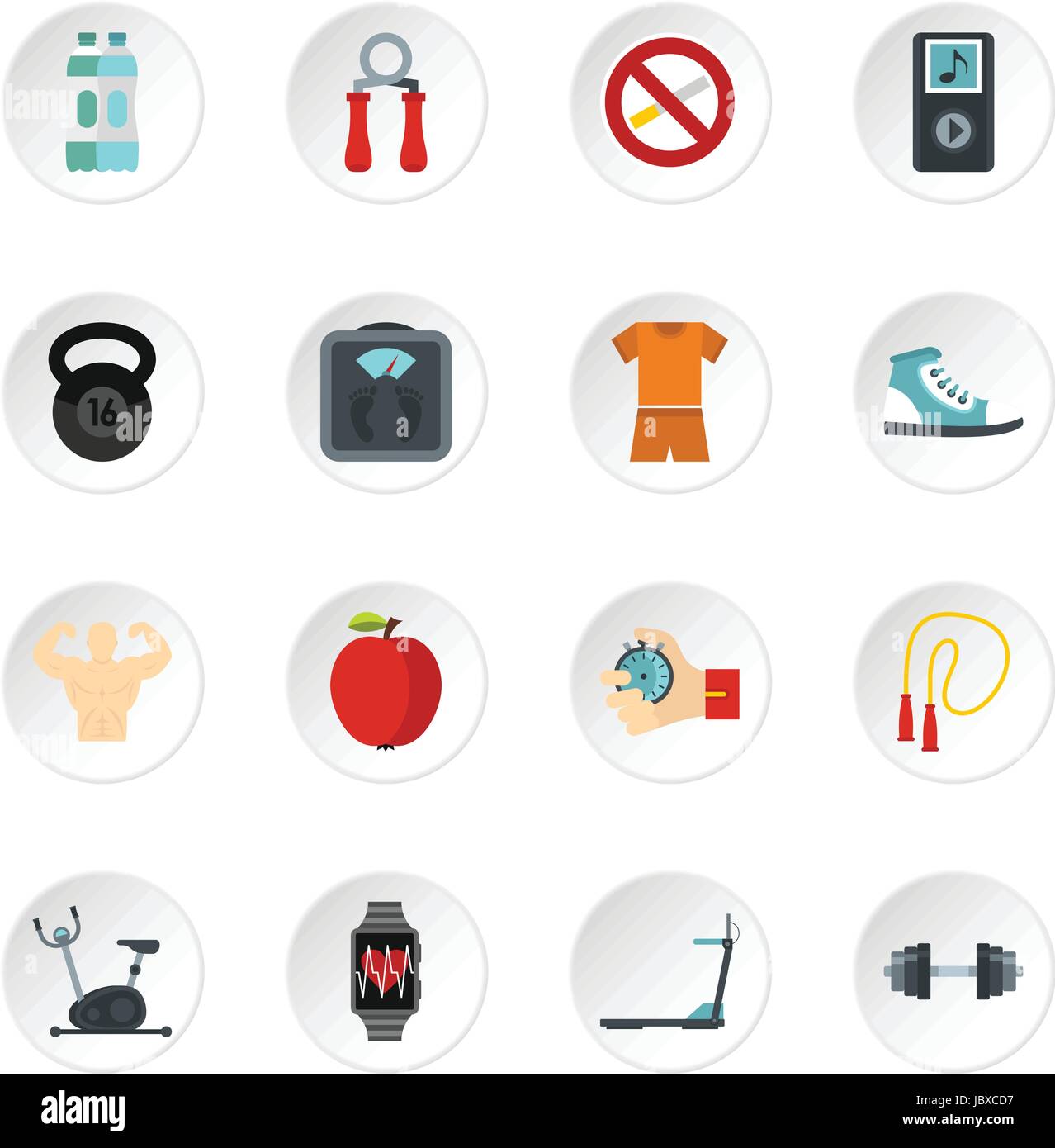 Fitness icons set, flat style Stock Vector Image & Art - Alamy