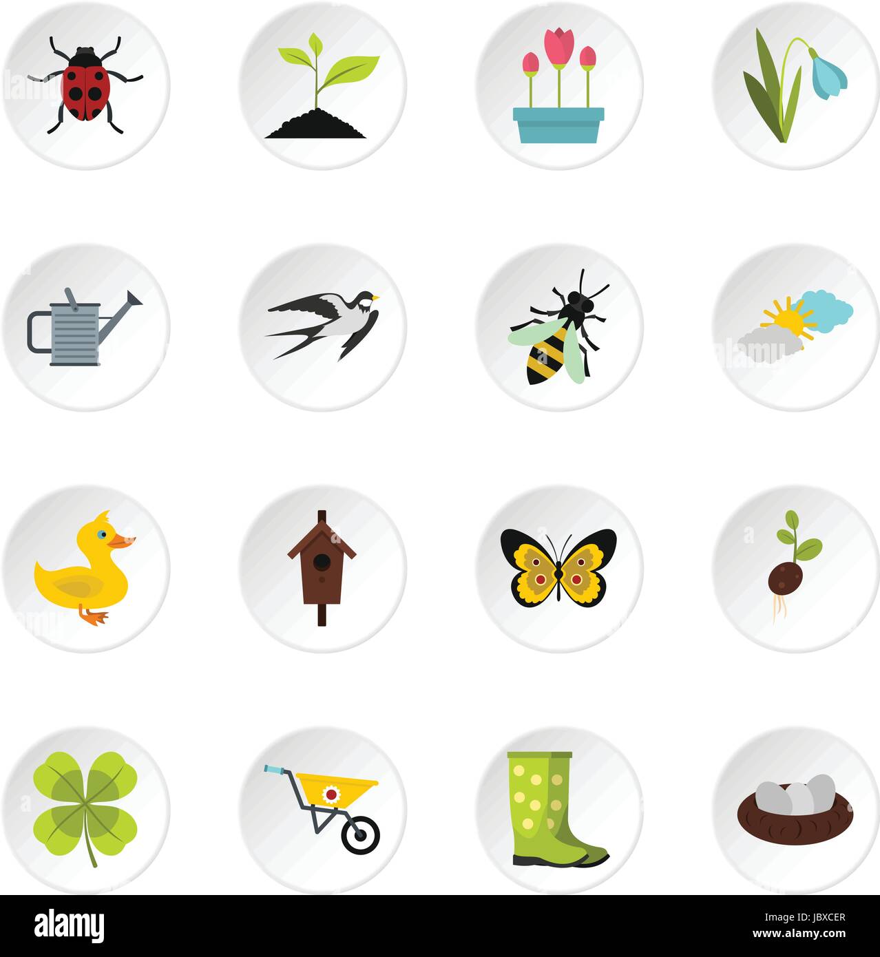 Spring icons set, flat style Stock Vector Image & Art - Alamy