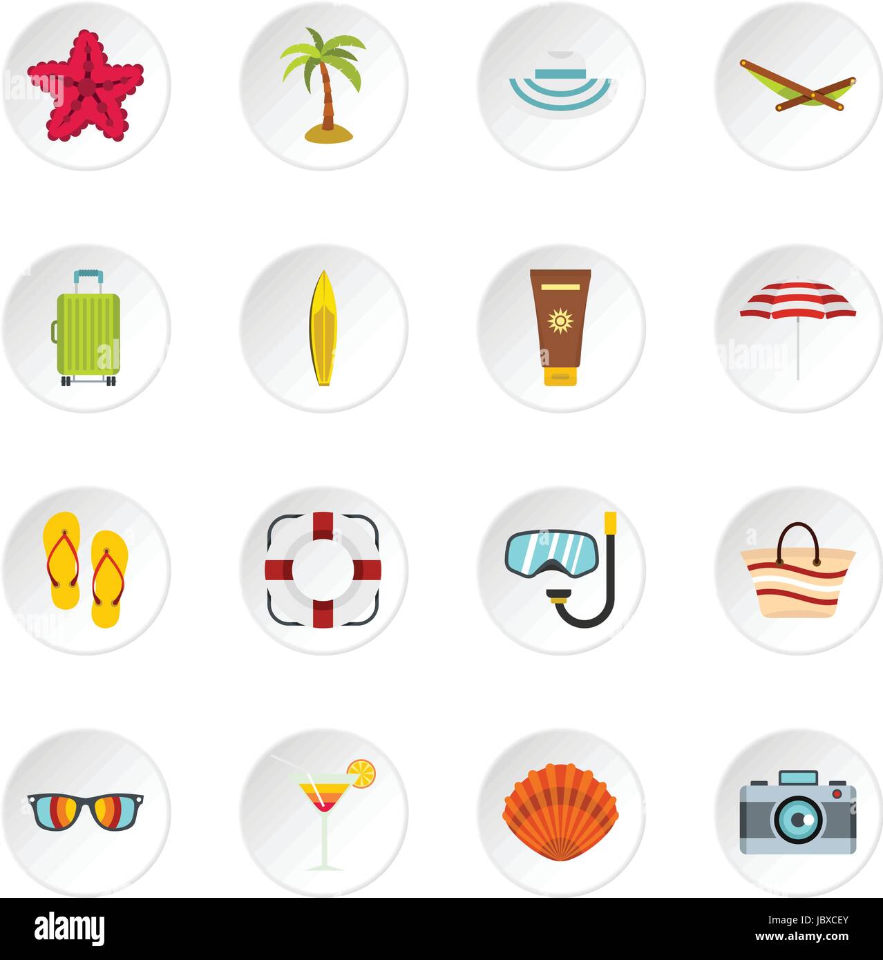 Summer rest set flat icons Stock Vector Image & Art - Alamy