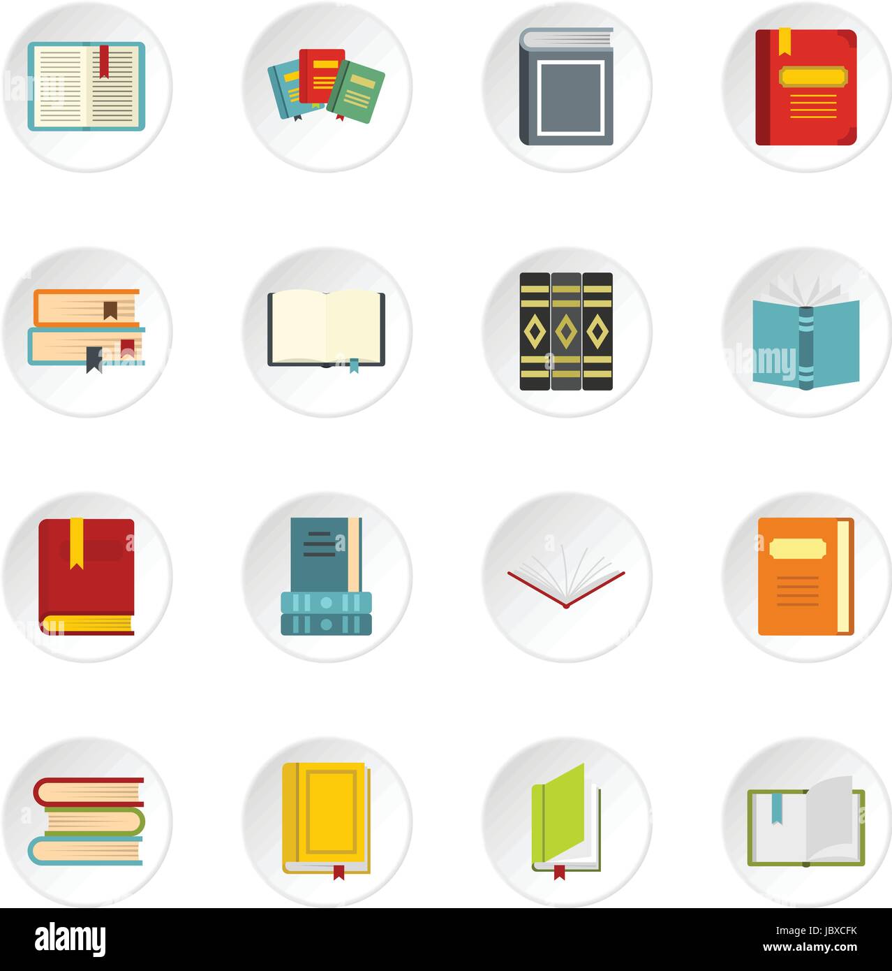 Books set flat icons Stock Vector Image & Art - Alamy