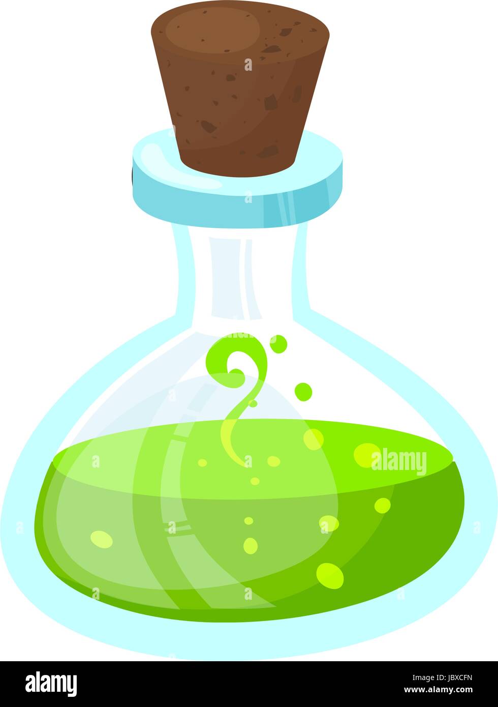 Glass beaker with a poisonous liquid. Vector Image. Stock Vector