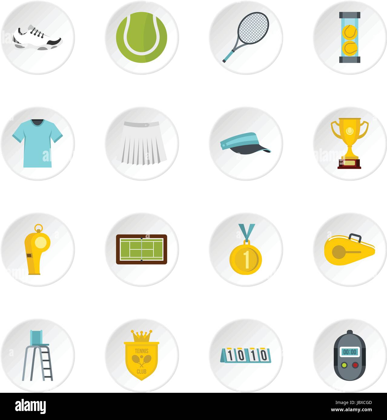 Tennis set flat icons Stock Vector Image & Art - Alamy