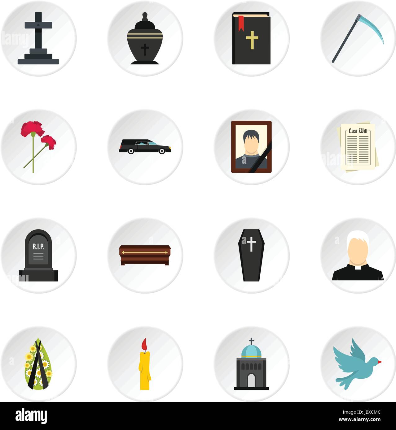 Funeral set flat icons Stock Vector Image & Art - Alamy