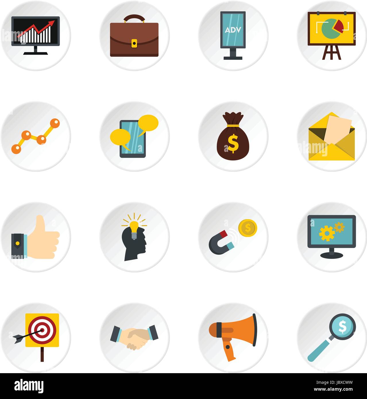 Marketing items set flat icons Stock Vector Image & Art - Alamy